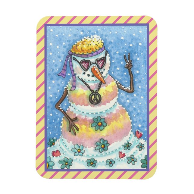 Imán GROOVY SNOWMAN PEACE ON Earth NAVIDADES MAGNET Rec (Vertical)
