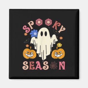 Imán Groovy Spooky Season Cute Ghost Pumpkin Ha