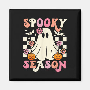 Imán Groovy Spooky Season Cute Ghost Pumpkin Halloween