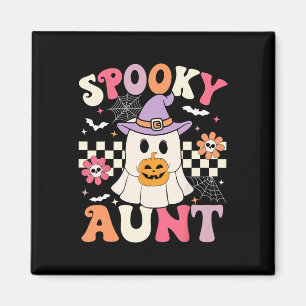 Imán Groovy Spooky Tía Fantasma Sostengo Calabaza Hallo