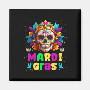 Imán Groovy Sugar Skull Jester Costume Mardi Gras Hombr
