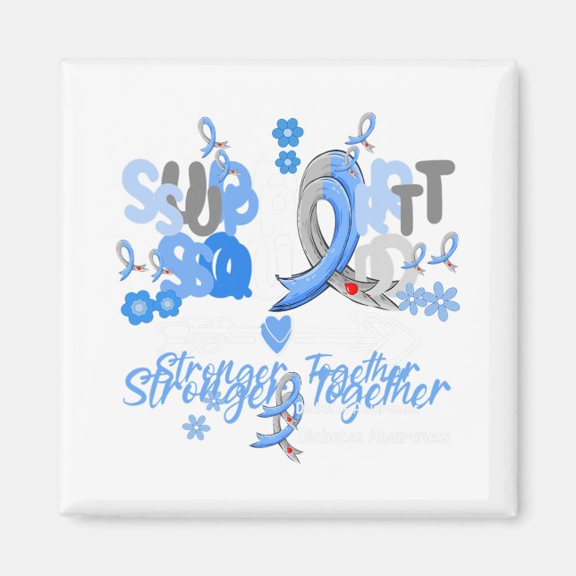 Imán Groovy Support Squad Blue Ribbon Diabetes Awarenes (Frente)