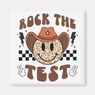 Imán Groovy Test Day Rock the Test Smile Cowboy Me