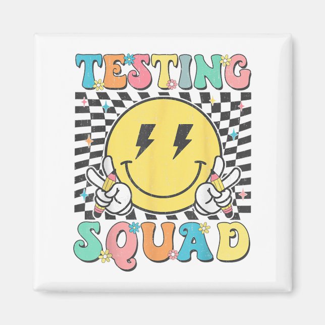Imán Groovy Test Day Testing Squad Motivation Teacher S (Frente)
