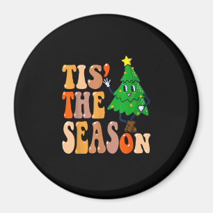 Imán Groovy Tis The Season Navidad Pino