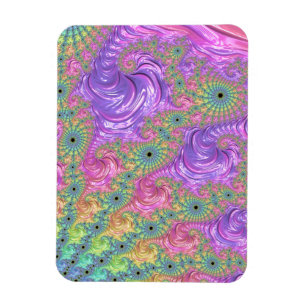 Imán Groovy Trippy Boho Jewel Tone Rainbow Fractal
