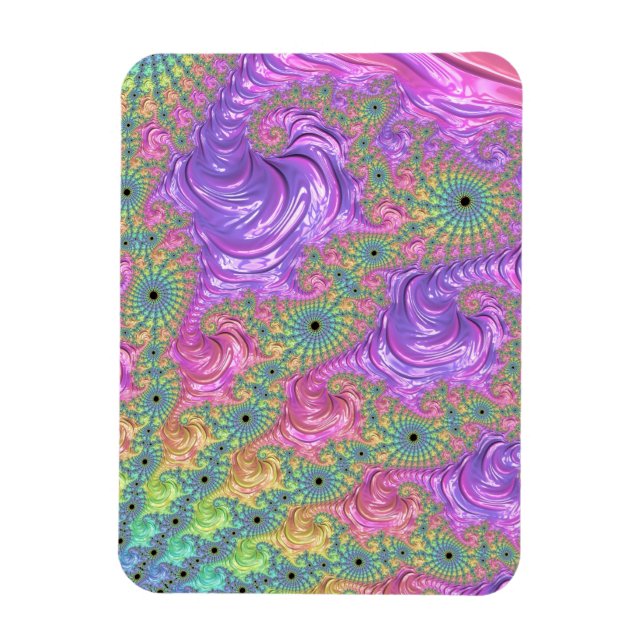 Imán Groovy Trippy Boho Jewel Tone Rainbow Fractal (Vertical)