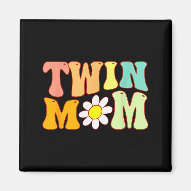 Imán Groovy Twin Mama Funny Mother's Day For New Mom Of (Frente)