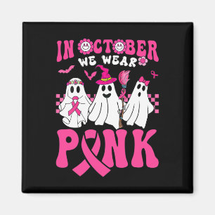 Imán Groovy Usa Cáncer De Mama Rosado Guerrero Fantasma