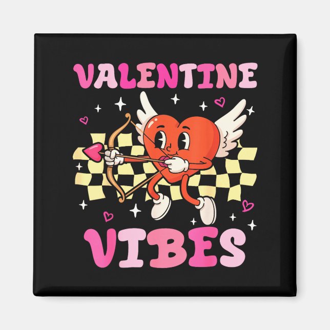 Imán Groovy Valentine Vibes Heart Cud Women Men  (Frente)
