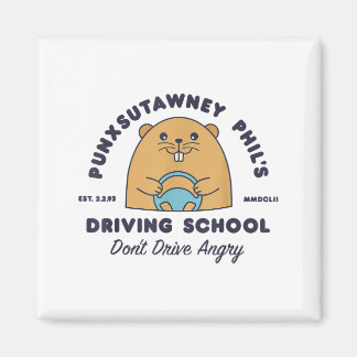 Imán Groundhog Driving School Funny Men Women Retro Rod