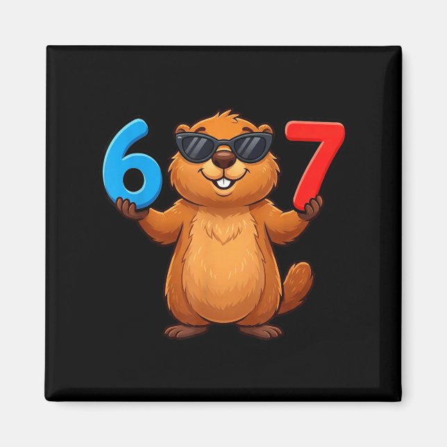 Imán Groundhog Six Seven Drip 67 Meme Funny 6-7 Groundh (Frente)