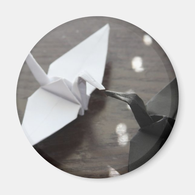 Imán grullas de origami romántico (Frente)