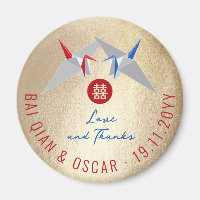 Grullas de papel rojas y azules Favor de boda asiá