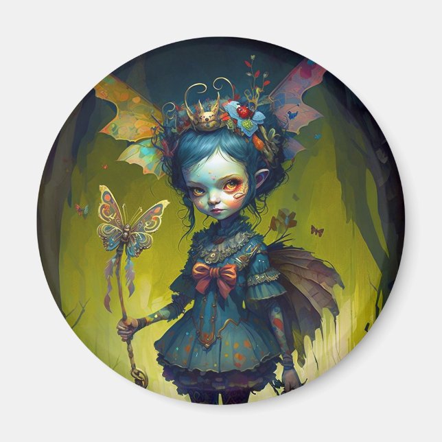 Imán Grumpy Fairy Pixie Fantasy Art (Frente)