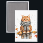 Imán Grumpy Orange Cat in Rain<br><div class="desc">Grumpy Orange Cat in Rain</div>