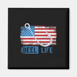 Imán Grunge American Flag Fisherman Graphic