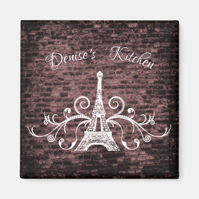 Imán Grunge de la Torre Eiffel Rosa (Frente)