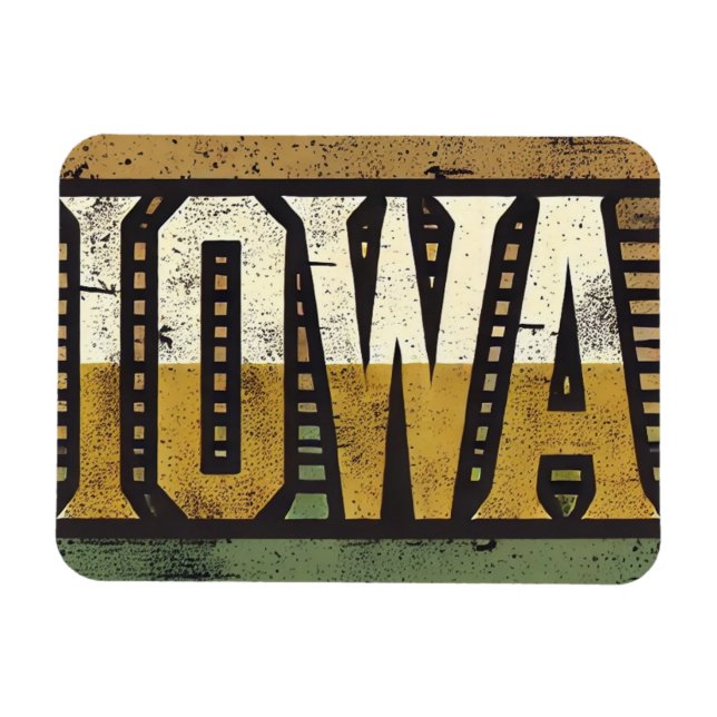 Imán Grunge Iowa con problemas (Horizontal)