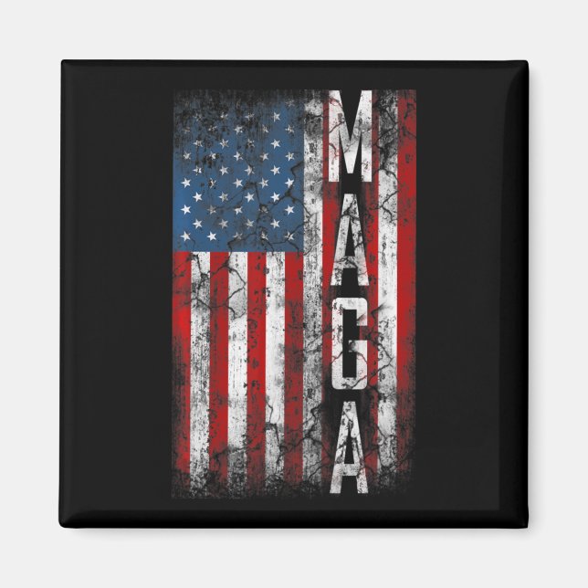 Imán Grunge vintage MAGA Bandera Americana Lover Regalo (Frente)