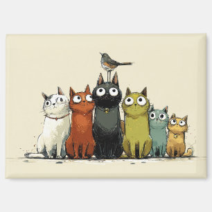Imán Grupo de Gatos Coloridos – Arte de Gato Caprichosa