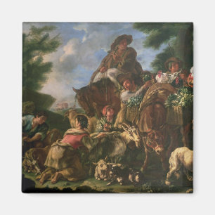 Imán Grupo de pastores con caballo