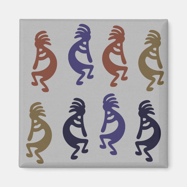 Imán Grupo Kokopelli de figuras de juego de flauta (Frente)