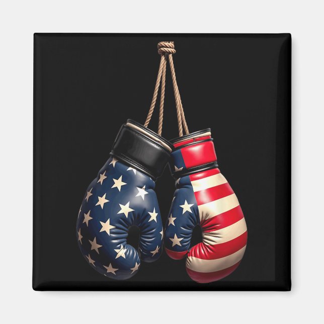 Imán Guantes de boxeo con bandera de EE. UU. boxeador (Frente)