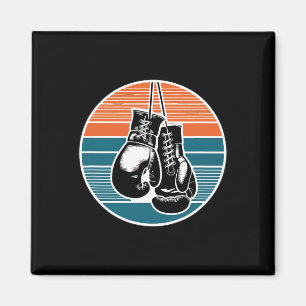 Imán Guantes de boxeo retro kickboxing puesta del sol a
