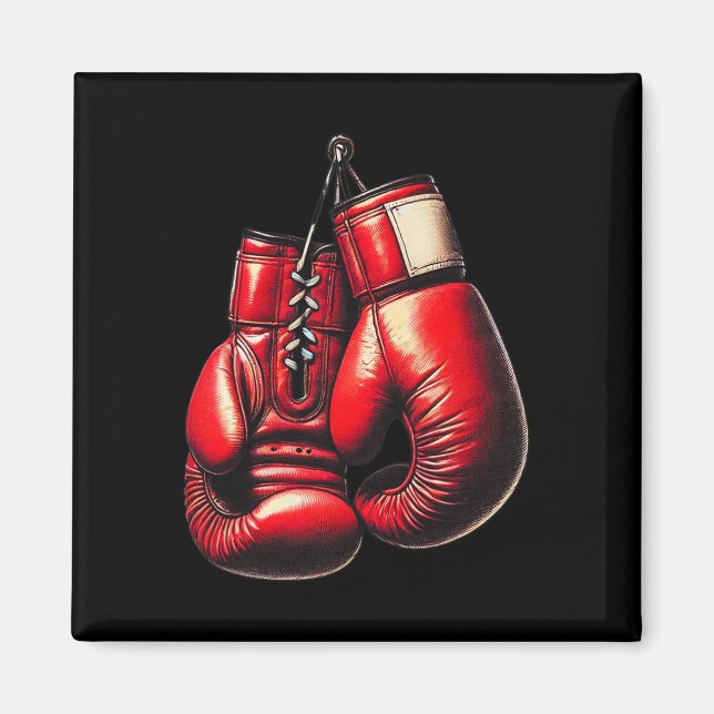 Imán Guantes de Boxeo Rojos Boxeo Deporte Boxeador Kick (Frente)