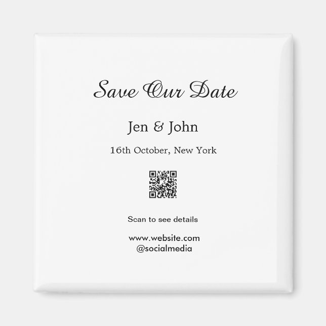 Imán Guarda nuestra fecha Escanea QR para detalles nomb (Frente)