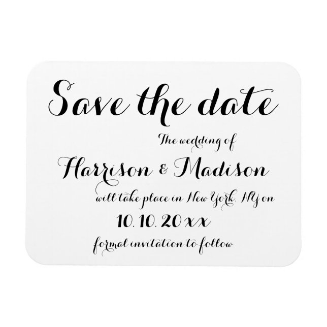 Imán Guardar el Boda de caligrafía de guión de Date Ele (Horizontal)
