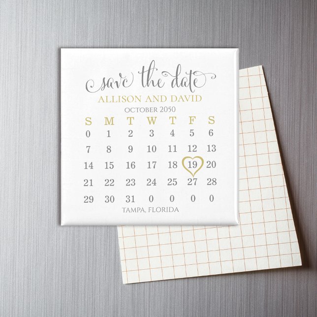 Imán Guardar el calendario de 5 filas del Boda de fecha (Subido por el creador)