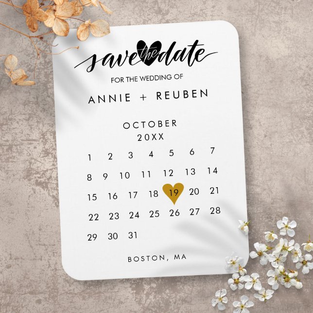 Imán Guardar el calendario de Moda con estilo de fecha (Save the Date Stylish Chic Calendar Magnet)