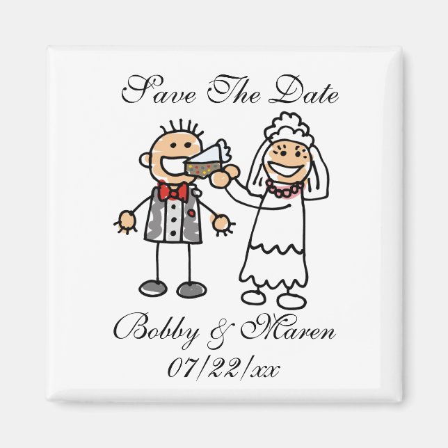 Imán Guardar El Magnet De Fotos De Fecha Para Bodas (Frente)