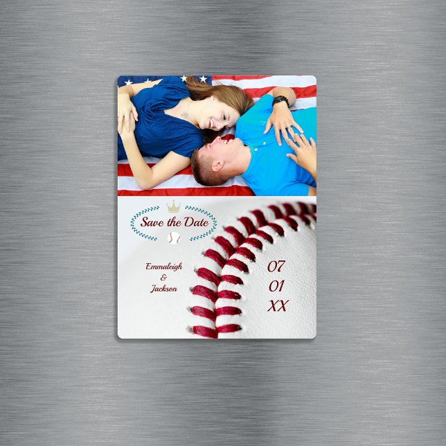 Imán Guardar el tema del béisbol Boda de fotos de fecha (Subido por el creador)