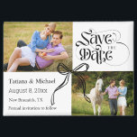 Imán guardar la fecha 2 fotos coquette bow ribbon moder<br><div class="desc">guardar la fecha 2 fotos coquette ribbon imán moderno</div>