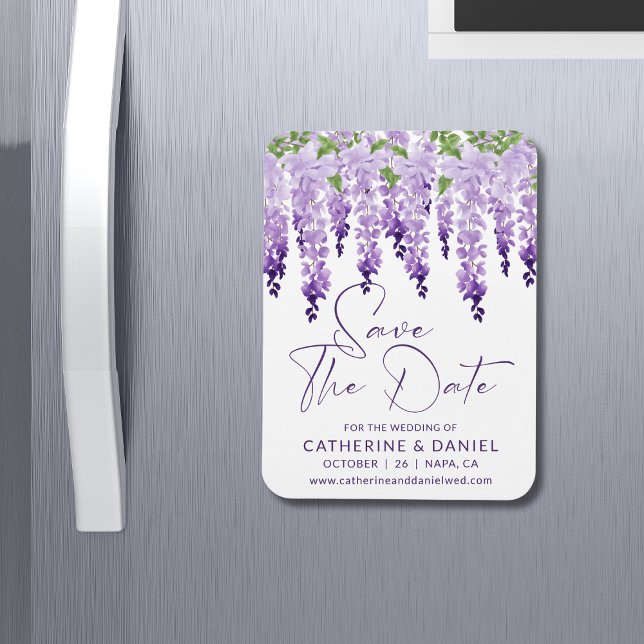 Imán Guardar la fecha acuarela Wisteria Lilac Boda (Subido por el creador)