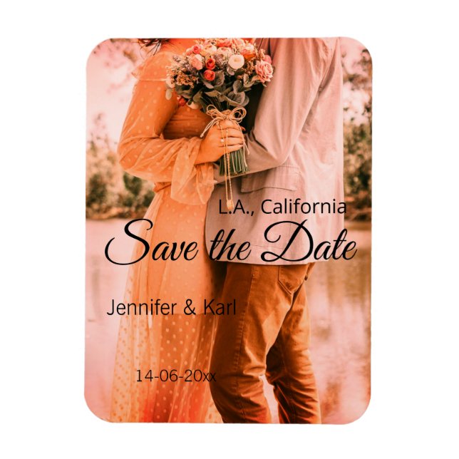 Imán Guardar la fecha agregar nombre de la pareja lugar (Vertical)