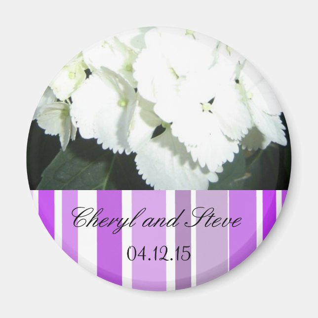 Imán Guardar la fecha blanco y morado (Frente)