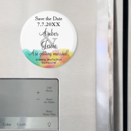 Imán Guardar la Fecha Boda Acuarela Gouache Artístico