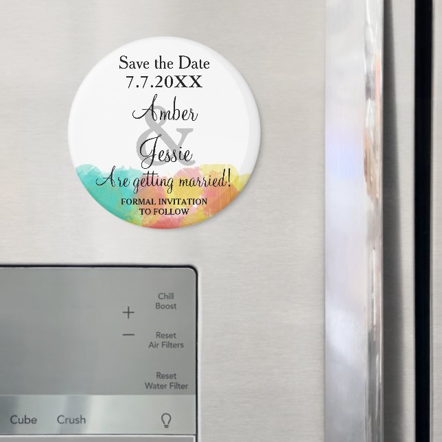 Imán Guardar la Fecha Boda Acuarela Gouache Artístico (In situ (nevera))