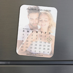 Imán Guardar la fecha Boda Calendario Foto 6 Filas Sage