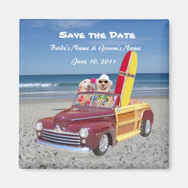 Imán Guardar la fecha - Boda en la playa (Frente)