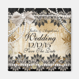 Imán Guardar La Fecha Boda Negro Cream Beige