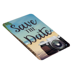 Imán Guardar la fecha cámara vintage y playa