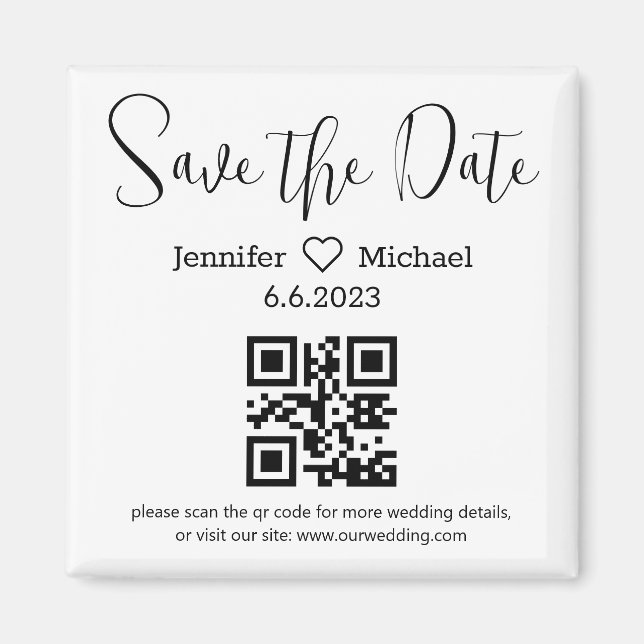 Imán guardar la fecha código qr boda moderna minimalist (Frente)