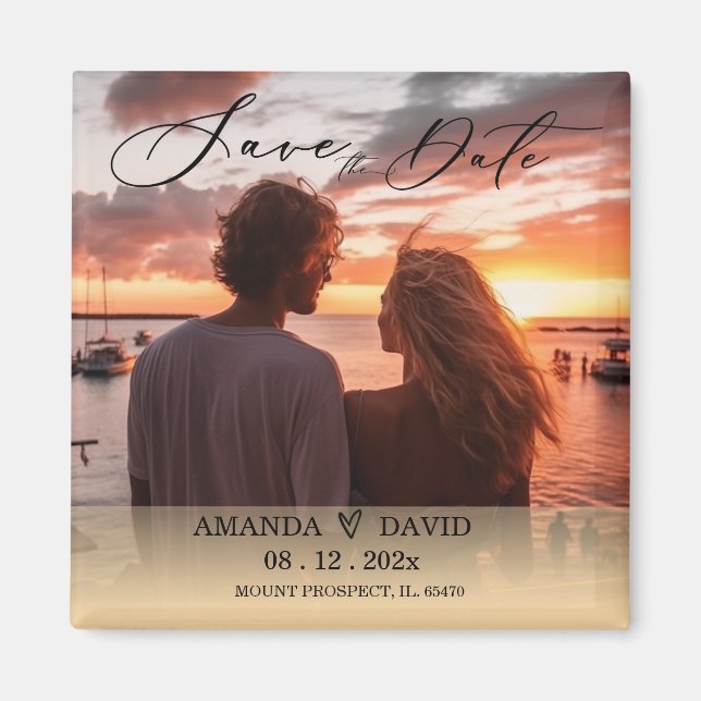 Imán Guardar la fecha de la boda de destino personaliza (Frente)