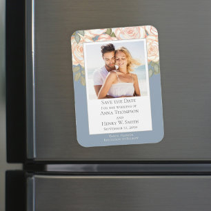 Imán Guardar la fecha de la boda elegante moderno azul 