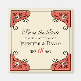 Imán Guardar la fecha Elegante marco floral Vintage